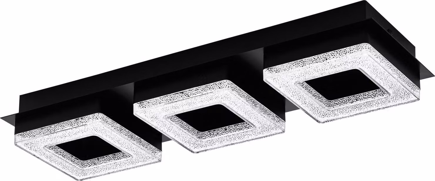 Eglo 99325 FRADELO 1 LED tripla plafoniera Applique 3x3,5W 460x140mm Nero trasparente bianco caldo