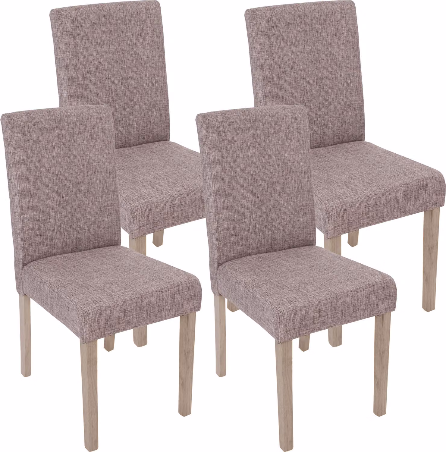 set di 4 sedie da sala da pranzo Littau, sedia da cucina ~ tessile, grigio, struttura gambe - rovere