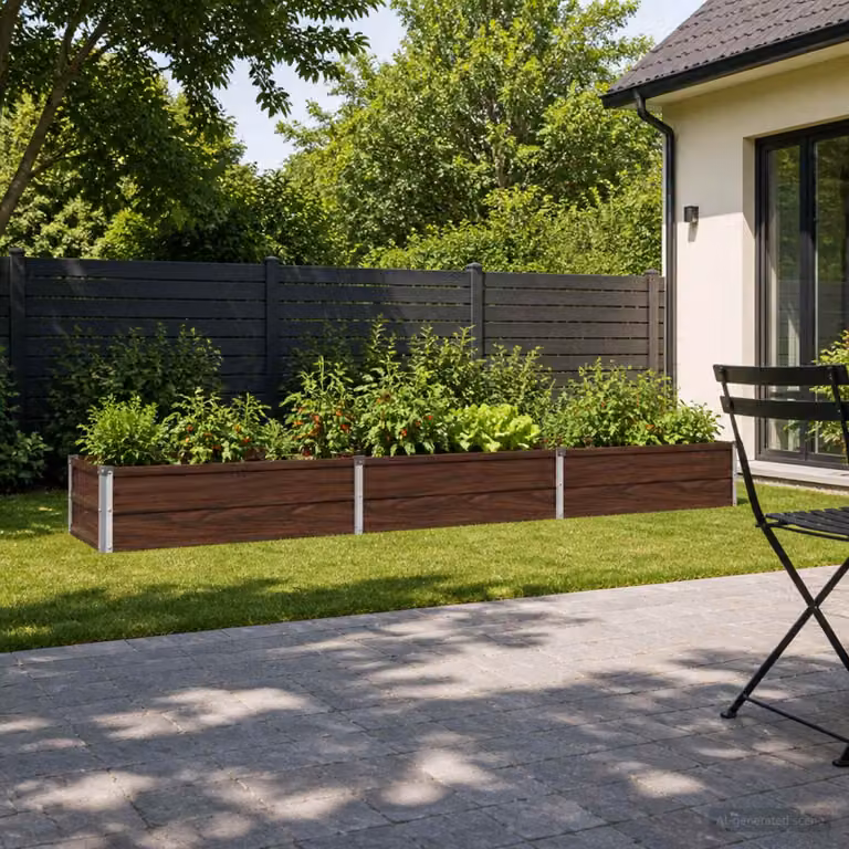 Letto rialzato da giardino vidaXL in metallo Nero L: 240 cm, P: 40 cm, H: 24 cm