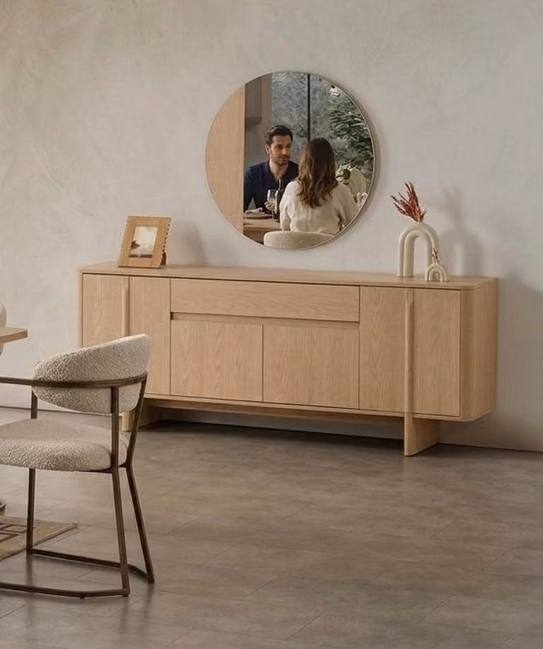 Konsole Spiegel Wohnzimmer Stil modern beige bequem geräumig