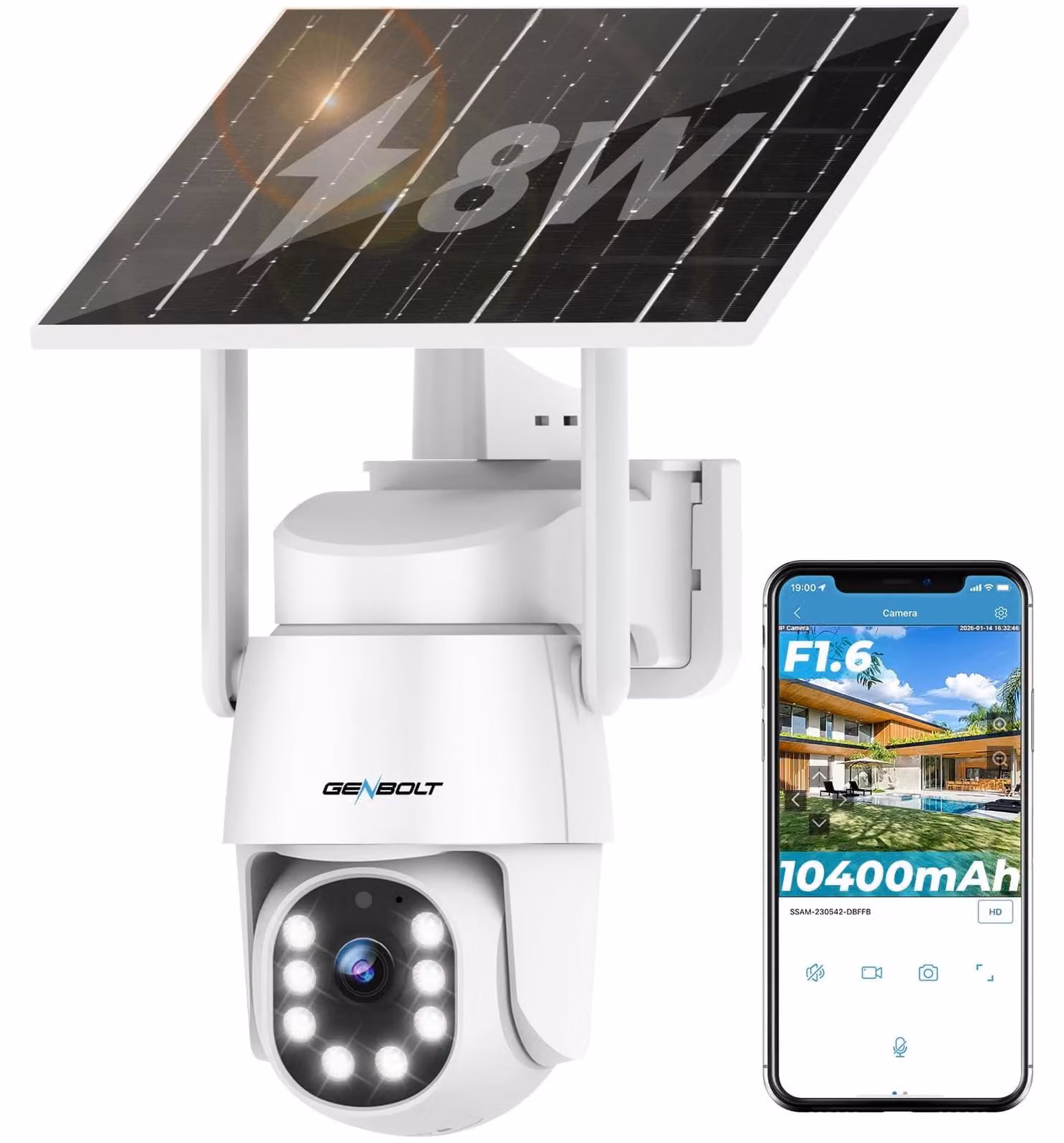 Telecamera di sicurezza - 2K - Wireless a energia solare - PTZ - Esterno - IP66 - Visione notturna a colori