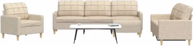 vidaXL Set di Divani 4 pz Moderno in Tessuto Beige con Poggiapiedi e Struttura in Metallo