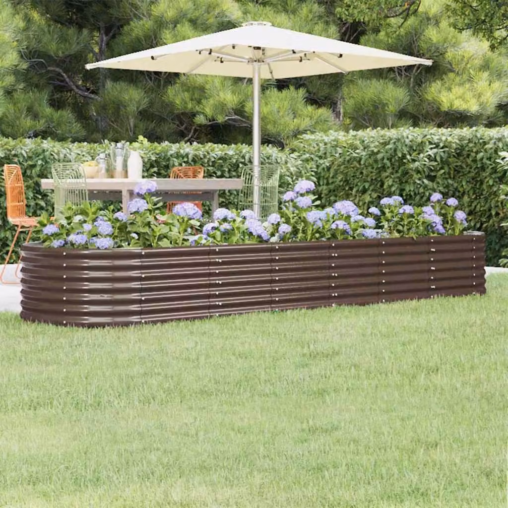 Letto rialzato da giardino vidaXL in acciaio zincato marrone L: 296 cm, P: 80 cm, H: 36 cm