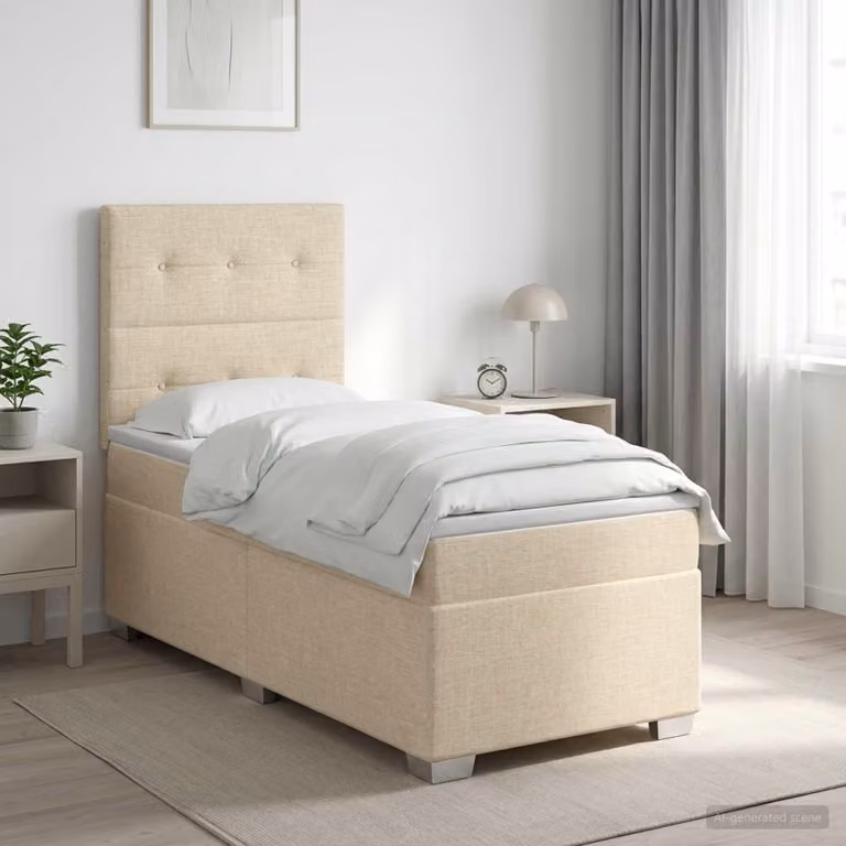 Maison Exclusive - Letto boxspring con materasso Crema 100 x 200 cm Tessuto