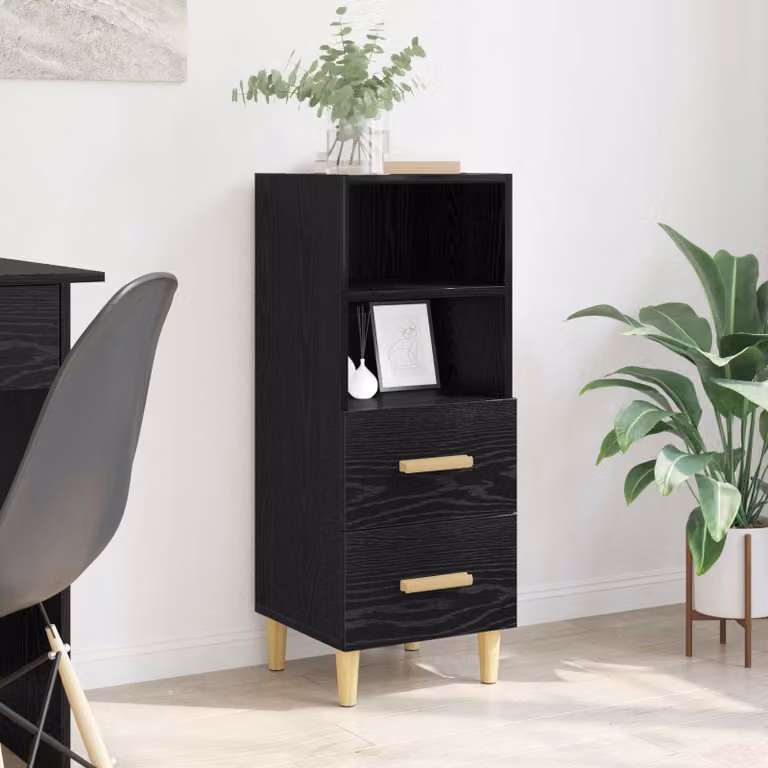 Credenza moderna vidaXL in legno ingegnerizzato Rovere nero, L 34 cm x P 34,5 cm x H 90 cm