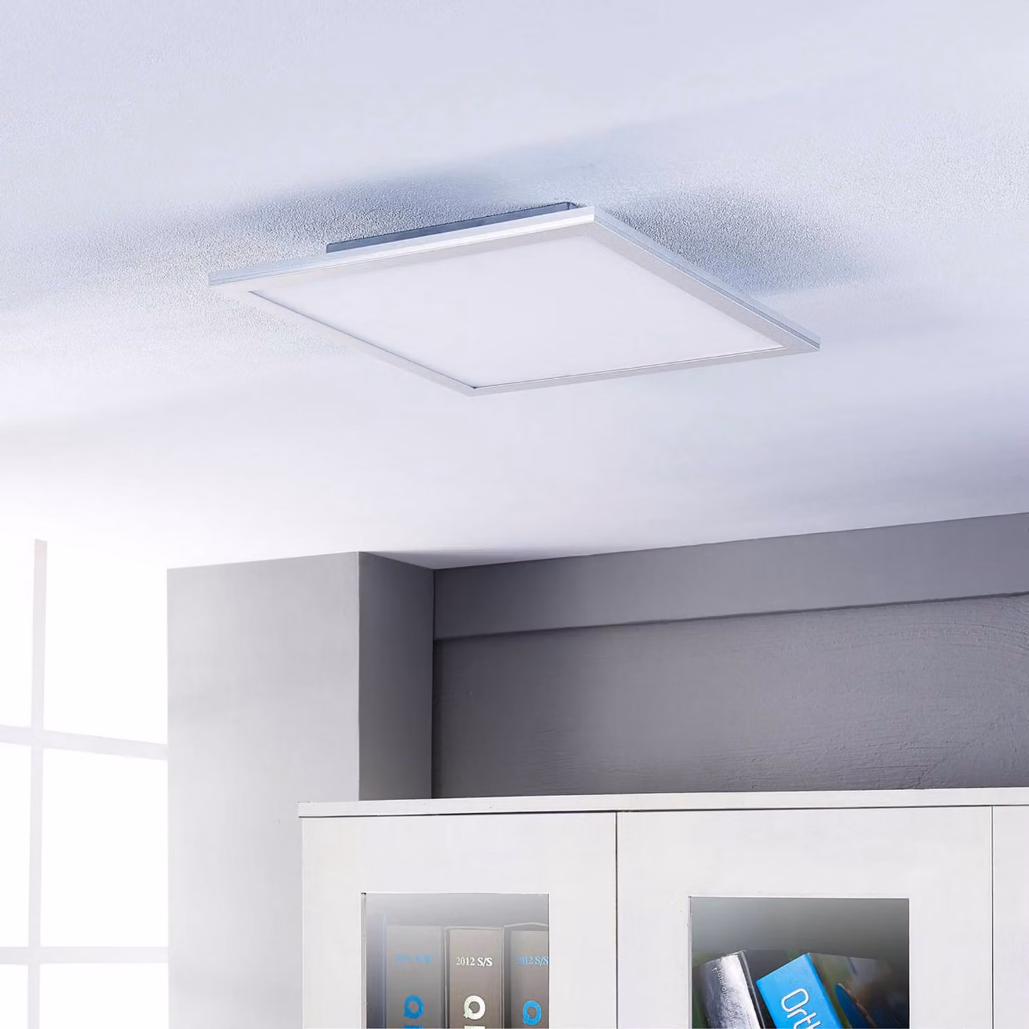 Pannello LED Lindby Livel, set di 2, CCT, 40 cm x cm, telecomando Livel Lindby, dimmerabile, Alluminio / Grigio / Zincato, Cucina, Plastica, Moderno, Pannello LED