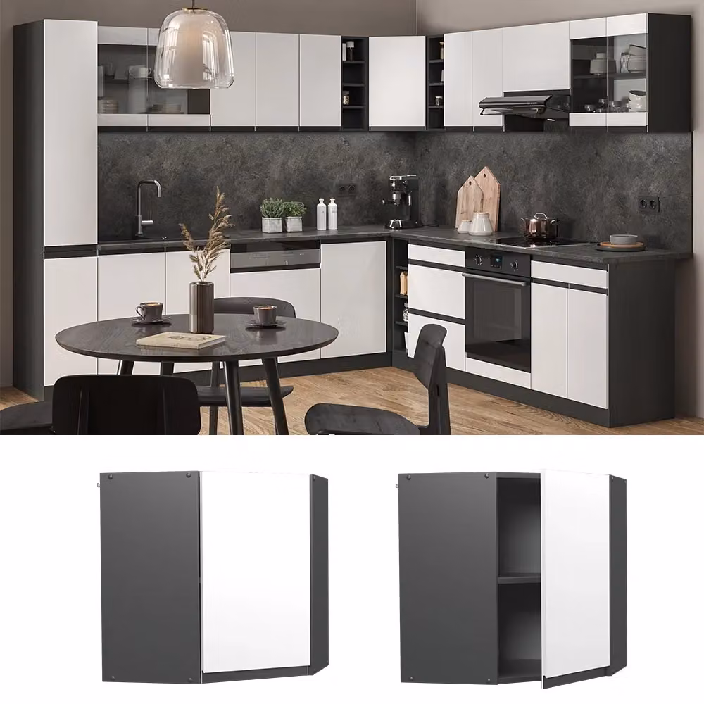 Mobile angolare da cucina Vicco R-Line Bianco e Antracite con ante a battente e finitura opaca L/P/H: 57 x 31 x 60 cm – 2