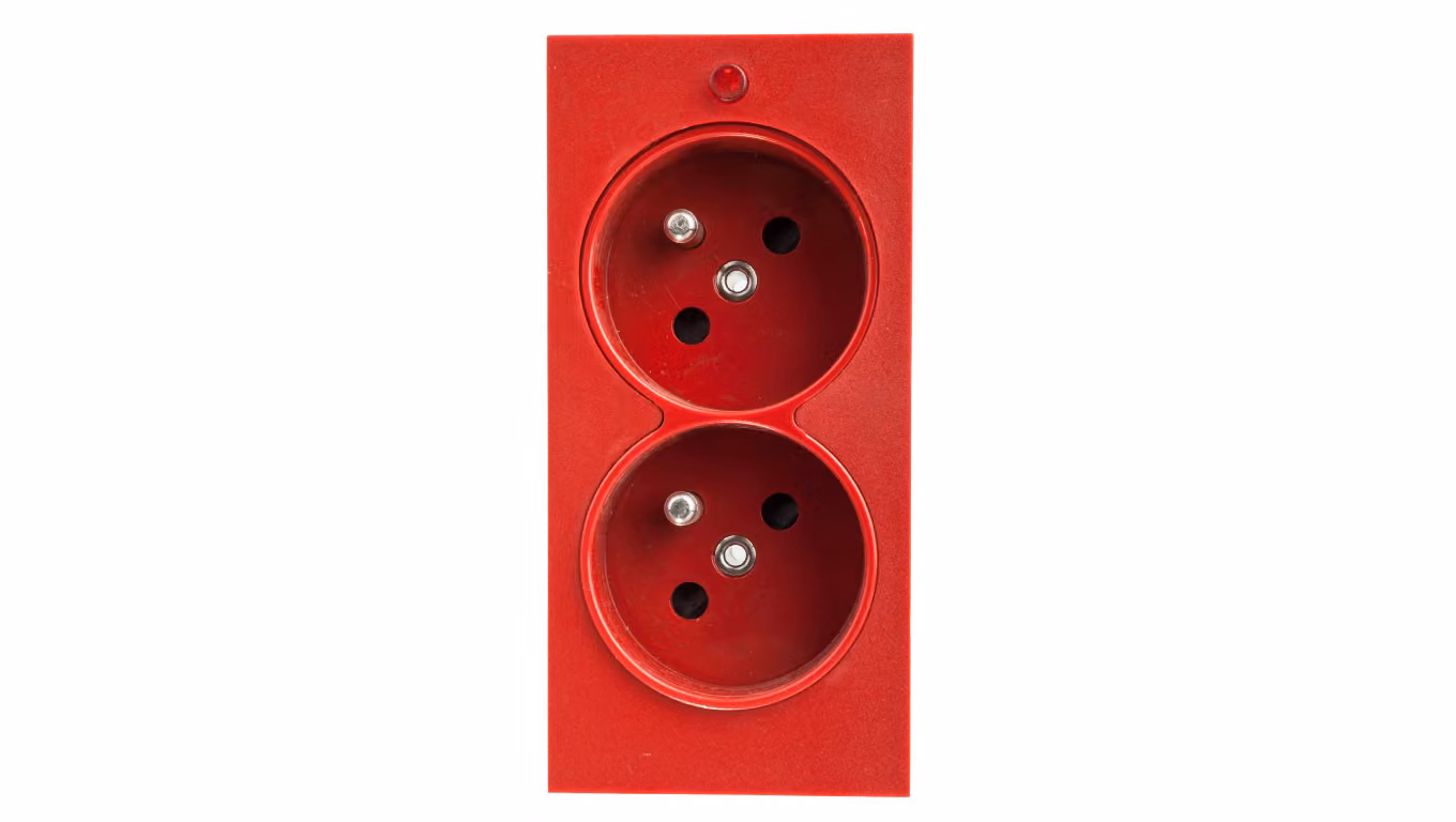 Simon Connect CIMA presa doppia c/u 16A IP20 rosso S2/6