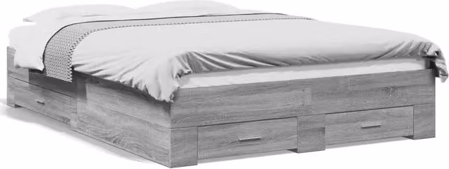 Letto matrimoniale | Letto per adulti | Giroletto Cassetti Grigio Sonoma 120x200 cm Legno Multistrato