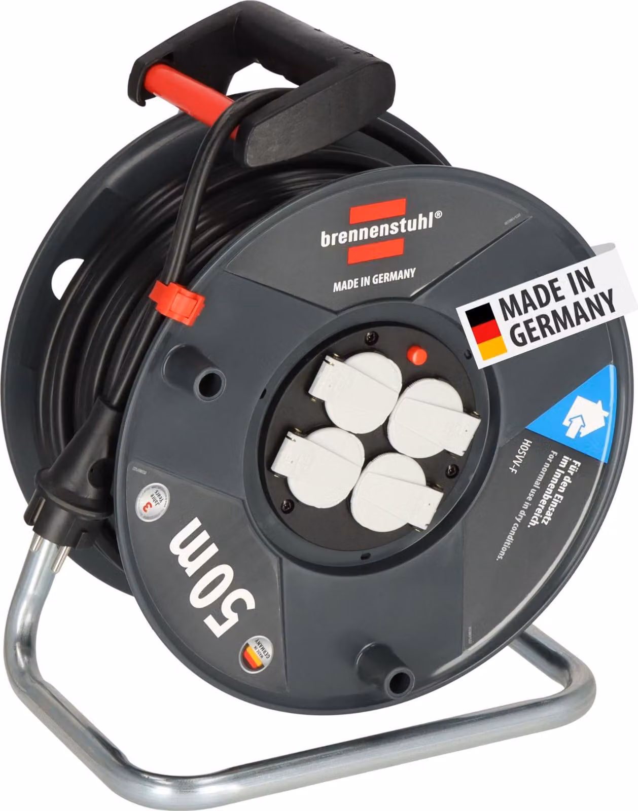 Brennenstuhl Garant V2 avvolgicavo 50 m – Alimentazione cavi di alta qualità per professionisti