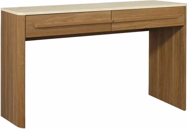 Consolle decorativa SWEEEK in legno e beige con 2 cassetti L: 120 cm, P: 35 cm, H: 74 cm – 1