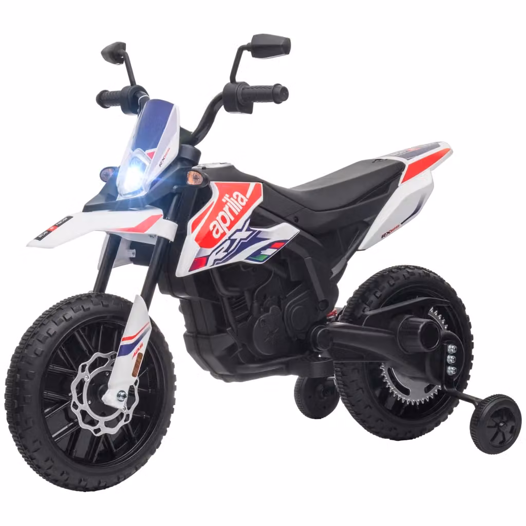 Moto Elettrica per Bambini Aprilia Xylo 12V Bianca con Ruote Ausiliarie e Luci e Suoni – 2