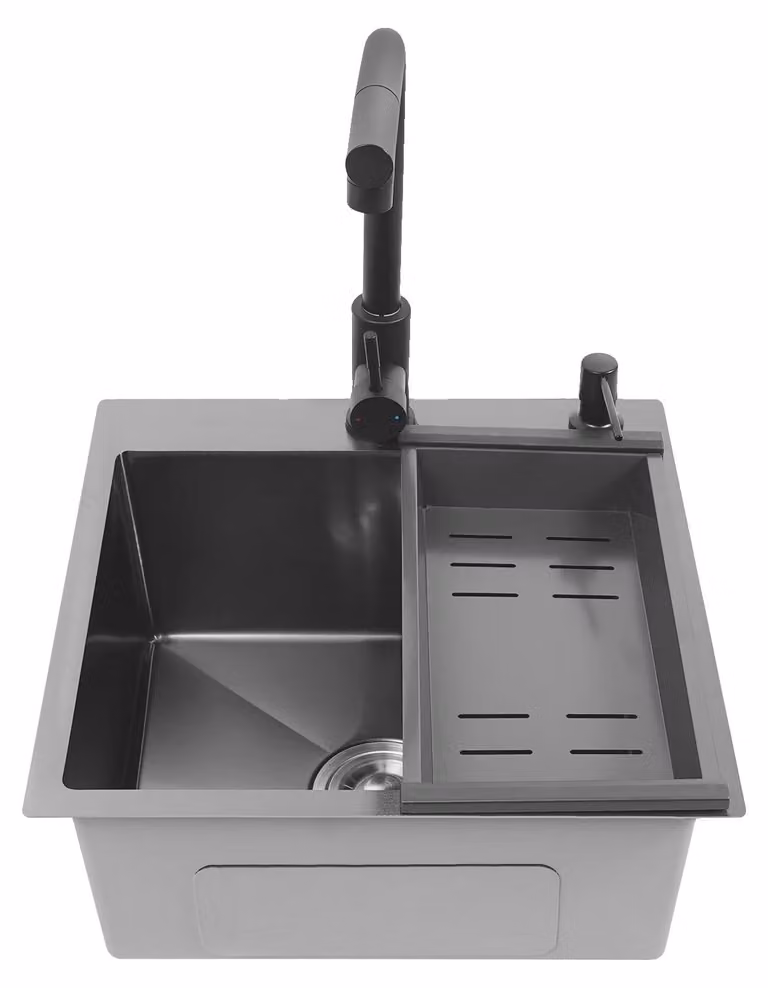 Lavello da cucina, vasca singola, struttura in acciaio inossidabile resistente, colore nero