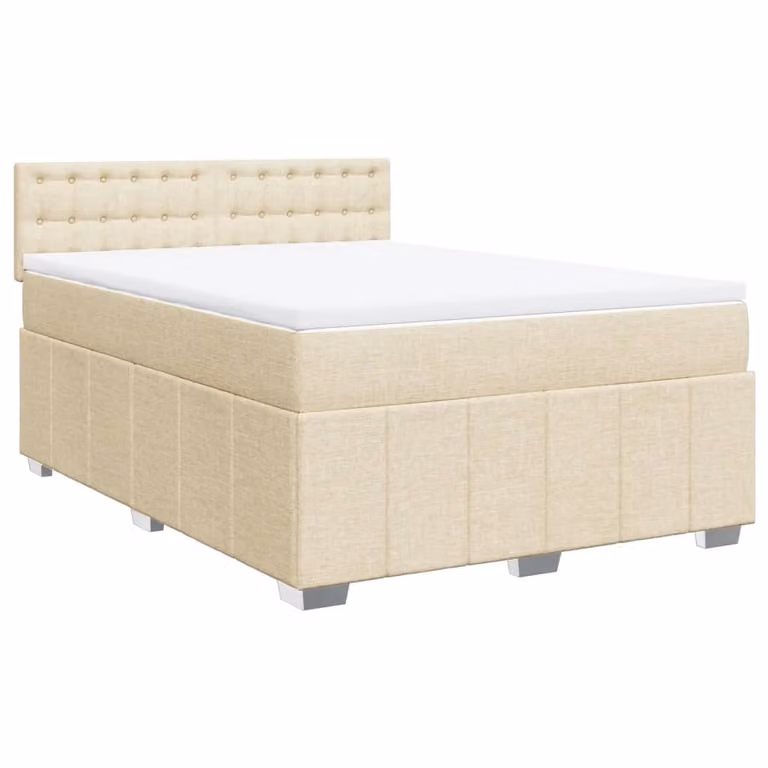 Giroletto a Molle con Materasso Crema 140x200 cm in Tessuto