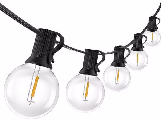 Catena luminosa con 50 lampadine LED, lunghezza 25 metri - Illuminazione esterna - Illuminazione per giardino - Illuminazione per terrazza, luce bianco caldo