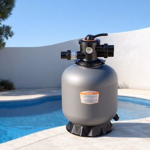 Pompa Filtro a Sabbia VEVOR per Piscine Fuori Terra, Sistema di Filtraggio con Valvola Multiporta a 7 Vie, Colore Grigio