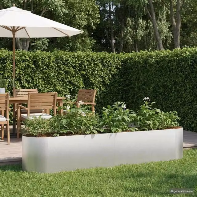 Letto rialzato da giardino vidaXL in acciaio inox color argento L: 200 cm, P: 40 cm, H: 40 cm – 1