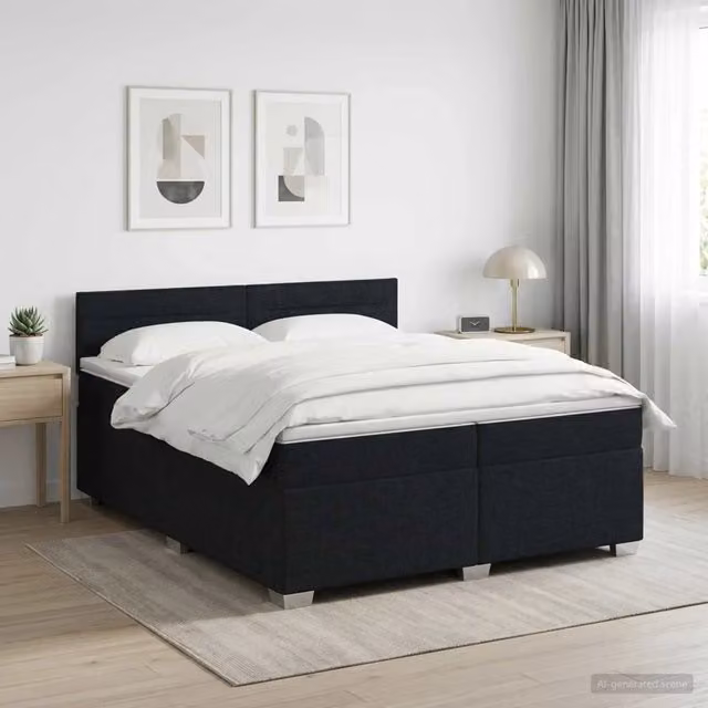 Letto box spring con materasso ibrido vidaXL Nero L/P/H: 200 x 200 x 100,5 cm