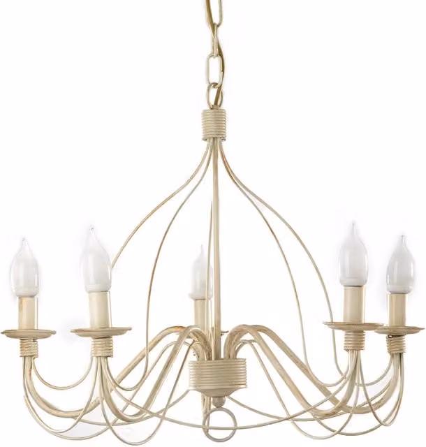 Lampadario a soffitto Onli con 5 luci in metallo color beige stile classico per soggiorno e camera da letto