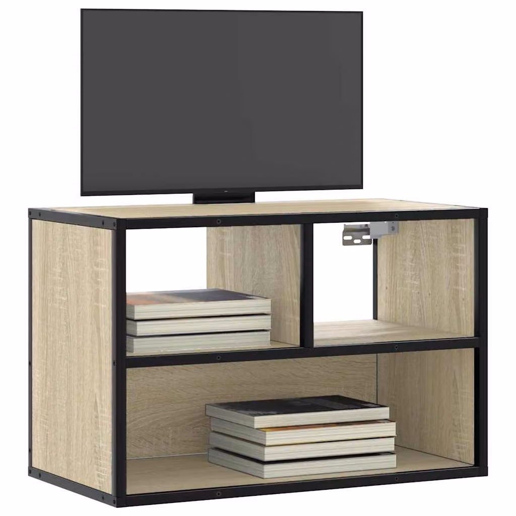 Mobile TV vidaXL in stile industriale, Rovere Sonoma e Metallo, marrone, L 60 cm x P 31 cm x H 39,5 cm
