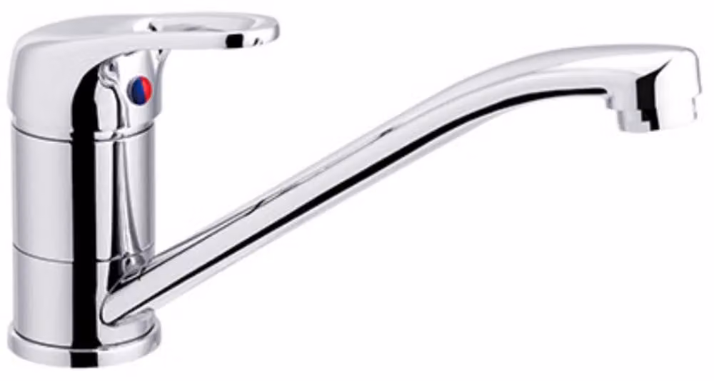 Schläfer 32604010 - Miscelatore Monocomando per Lavello Cucina Cromo Serie Prima con Cartuccia Ø 40mm, Bocca Bassa Girevole, Design Moderno, Rubinetto da Cucina in Ottone