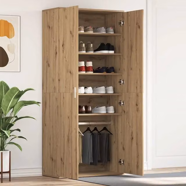 Mobile porta scarpe moderno vidaXL in legno marrone con ante a battente L: 80 cm, P: 39 cm, H: 178 cm