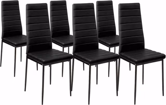 Set di 6 sedie da pranzo ROMANE IDMarket nere in similpelle con struttura in metallo – 1