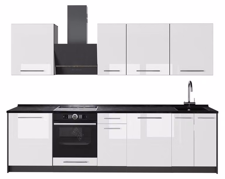 Cucina componibile Vicco Fame-Line Bianco lucido/Antracite 280 cm, PL Antracite, Model 64176