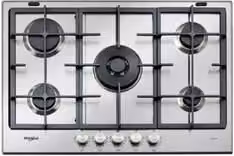 Piano cottura a gas Whirlpool da incasso in acciaio inox color argento, 75 cm