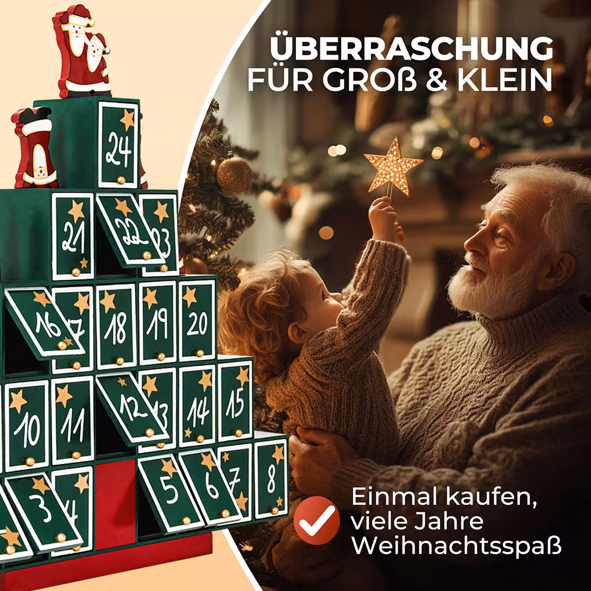 Calendario dell'avvento a piramide in legno multicolore Spielwerk per adulti – 3