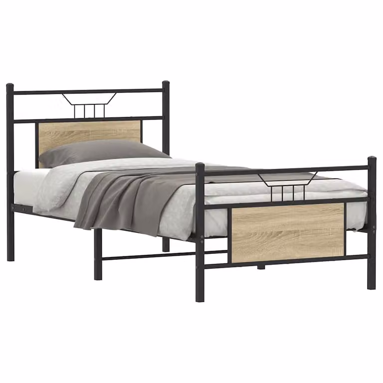Giroletto senza materasso vidaXL in Rovere Sonoma e metallo, L 75 cm x P 190 cm