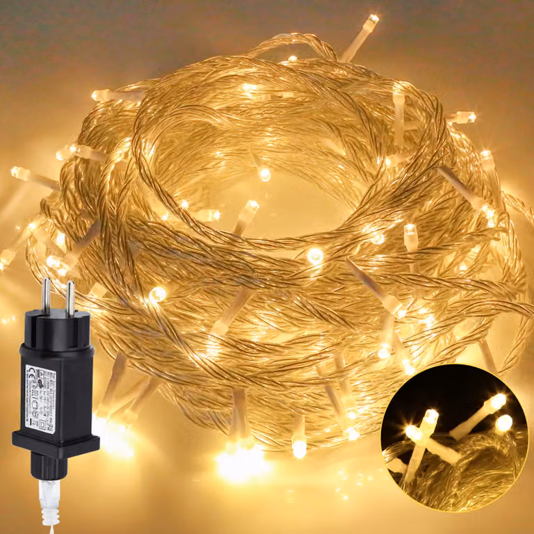 Jayseuw 10M 100 LED luci fiabesche 8 modalità di luce festa giardino potenza illuminazione interna Natale matrimonio decorazione bianco caldo