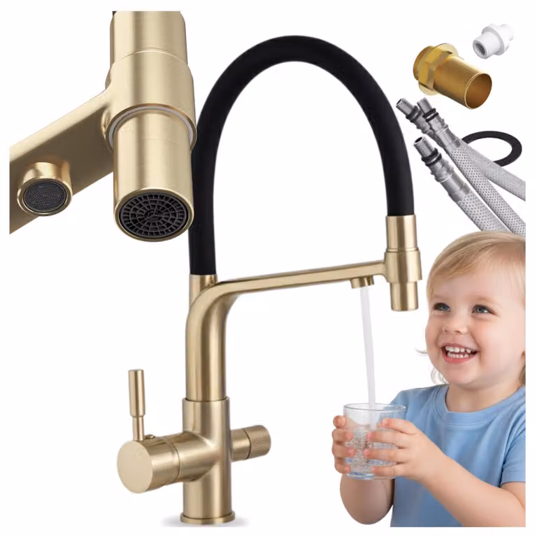 Granitan - Miscelatore cucina - Rubinetto cucina altezza 41 cm - Miscelatore lavello oro - UNIVERSAL
