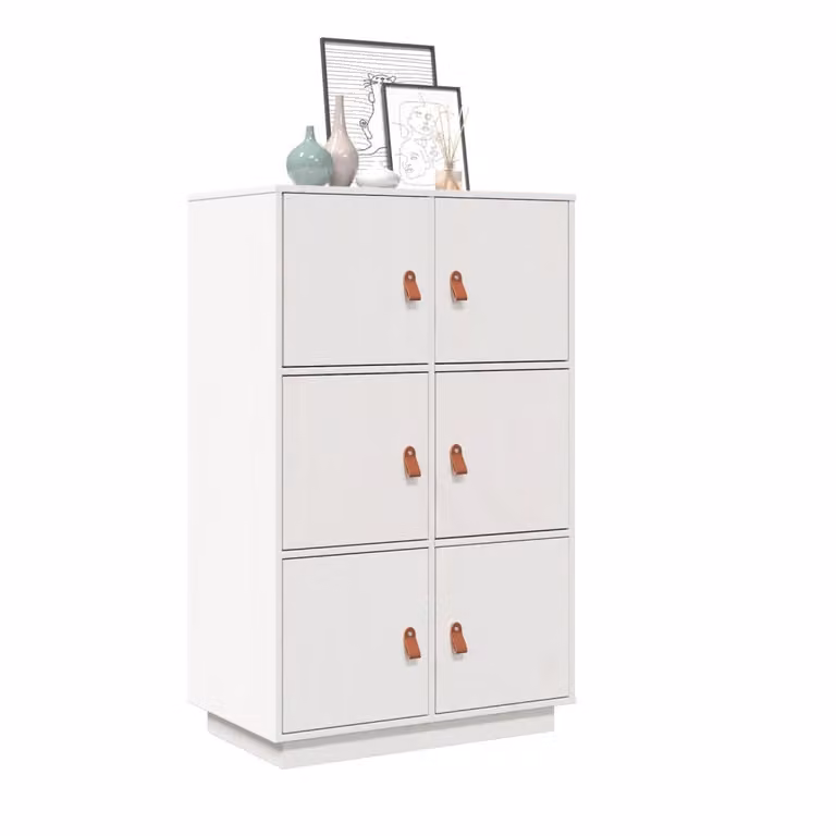 vidaXL Credenza Bianca in Legno Massello di Pino L: 67 cm, P: 40 cm, H: 108,5 cm