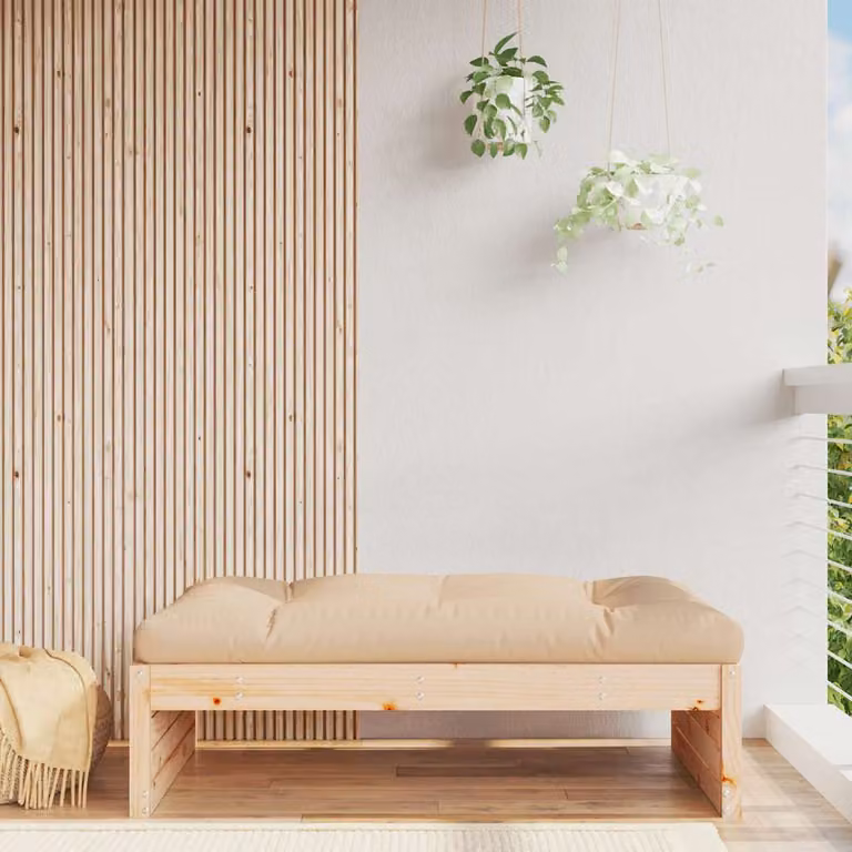 vidaXL Poggiapiedi da Giardino in Legno di Pino Rustico, Marrone e Beige, L: 120 cm x P: 80 cm
