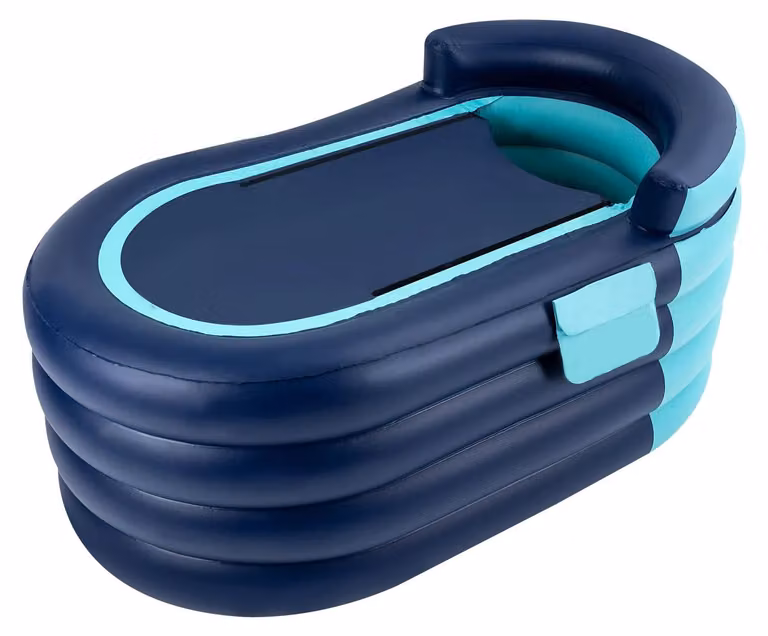 Vaschetta da bagno gonfiabile per adulti - Vasca pieghevole 140x84x74 cm - Blu con azzurro - Include pompa
