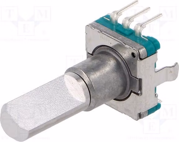 1 encoder: incrementale, 5 VDC, 15 impulsi per rotazione, montaggio a foro passante, posizione: 30, 10 mA, modello EC11E15204A3, in stock