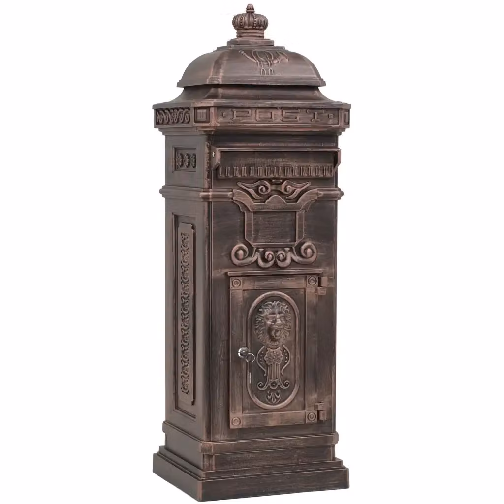 Cassetta delle lettere in alluminio vidaXL colore bronzo L 32,0 cm x P 35,5 cm x H 102,5 cm – 2