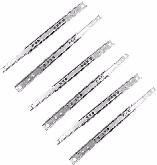 Guide per cassetto da montare a pavimento, larghezza 17 mm, telescopiche, di alta qualità, completamente estraibili, adatte per mobili