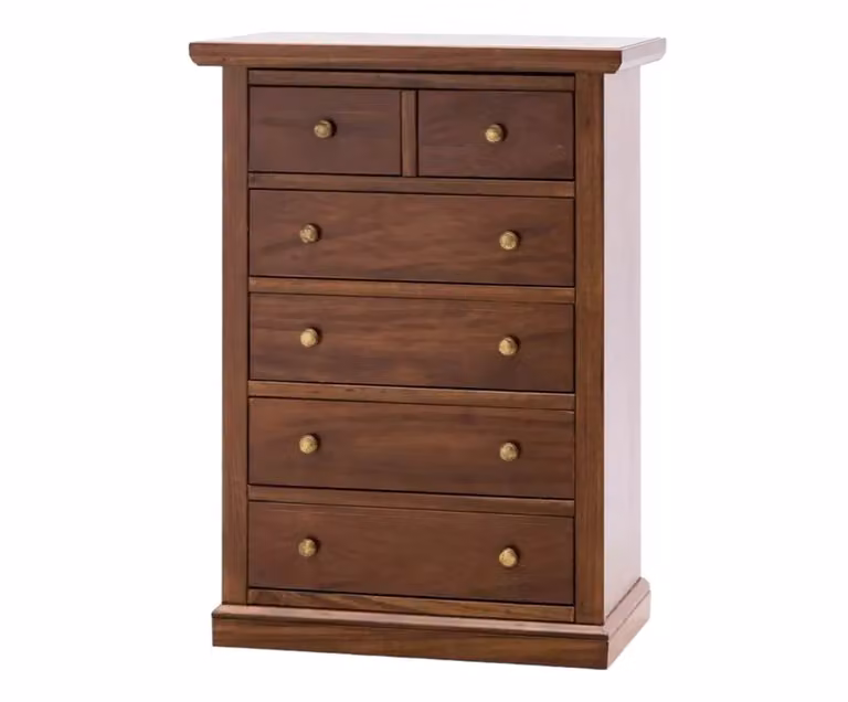 Cassettiera in legno stile arte povera Mobili 2G colore noce L: 63 cm, P: 37 cm, H: 93 cm
