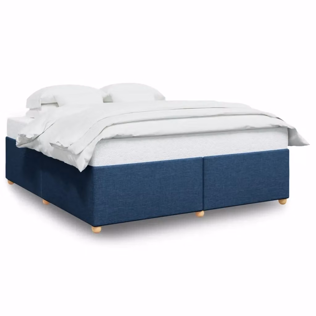 vidaXL Giroletto senza materasso in tessuto blu con doghe in legno 200 x 200 cm – 2