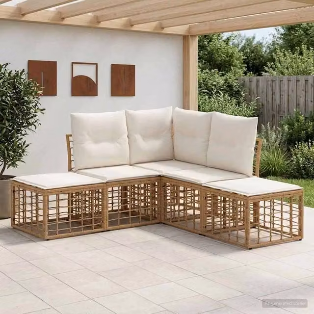 Set di divani da esterno Naturale Poliestere 3437478