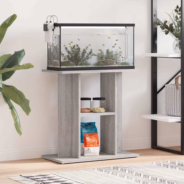 vidaXL Supporto per acquario in legno ingegnerizzato Grigio Sonoma L: 60 cm, P: 30 cm, H: 60 cm