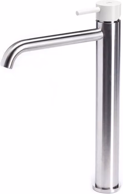 Rubinetto Miscelatore Monocomando Lavabo Alto in Acciaio Inox Satinato Maniglia Perla