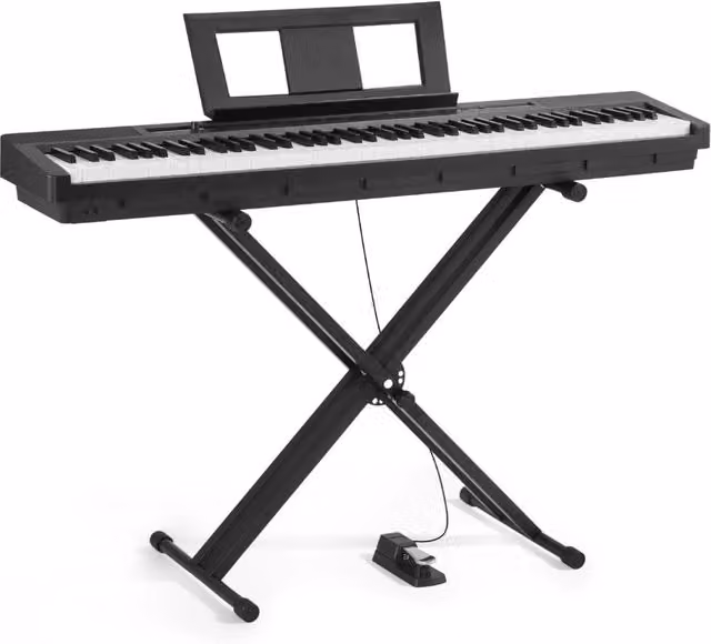 Pianoforte Digitale 88 Tasti Pesati S192 con Supporto a X e Pedale Sustain Tastiera Elettronica Wireless per Principianti Nero