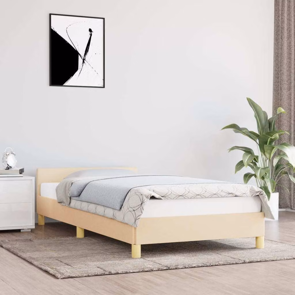 The Living Store Struttura letto con testiera crema 90x200 cm in tessuto