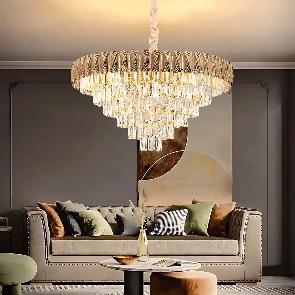 Lampada a sospensione Cristal Toolight in cristallo e oro, diametro 80 cm – 2