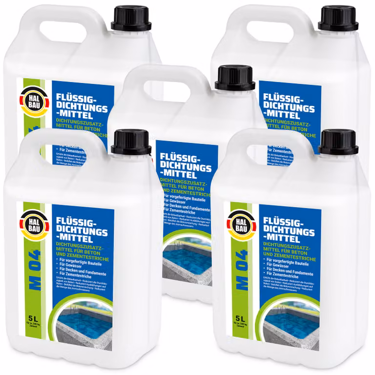 Plastificante Impermeabilizzante Sigillante liquido per calcestruzzo 25 L Massetto cementizio Additivo per malta HALBAU M04