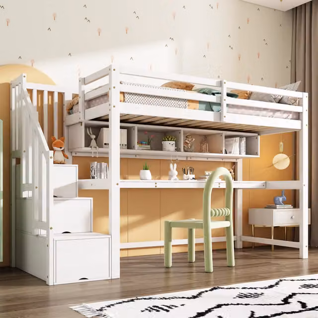 letto a castello in legno massello bianco 95 x 252 cm