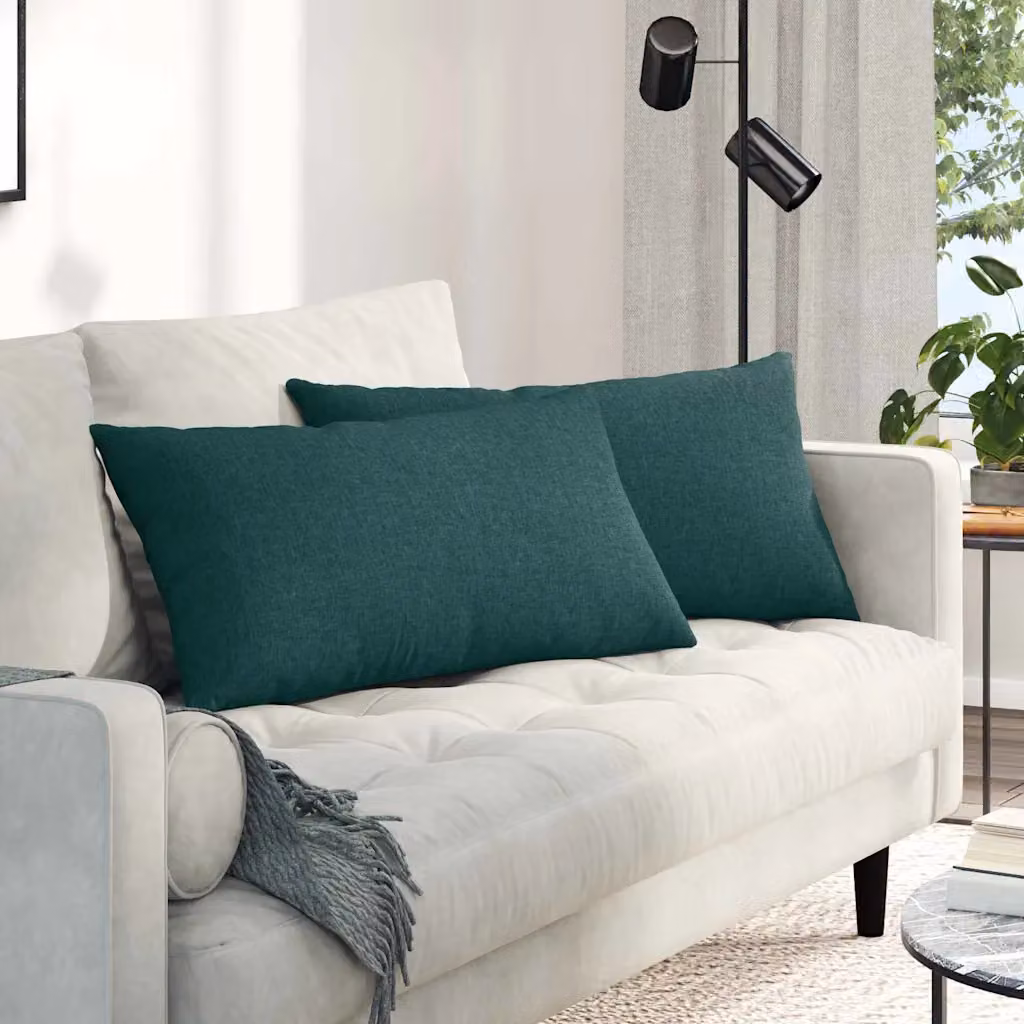 Set di 2 cuscini da divano vidaXL in tessuto verde con fodera rimovibile, L 80 cm x P 40 cm x H 40 cm